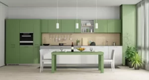 Modular Kitchen In Green