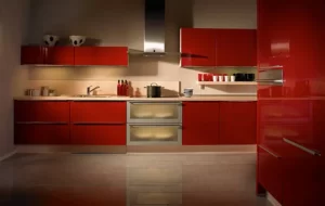 Modular Kitchen In Red